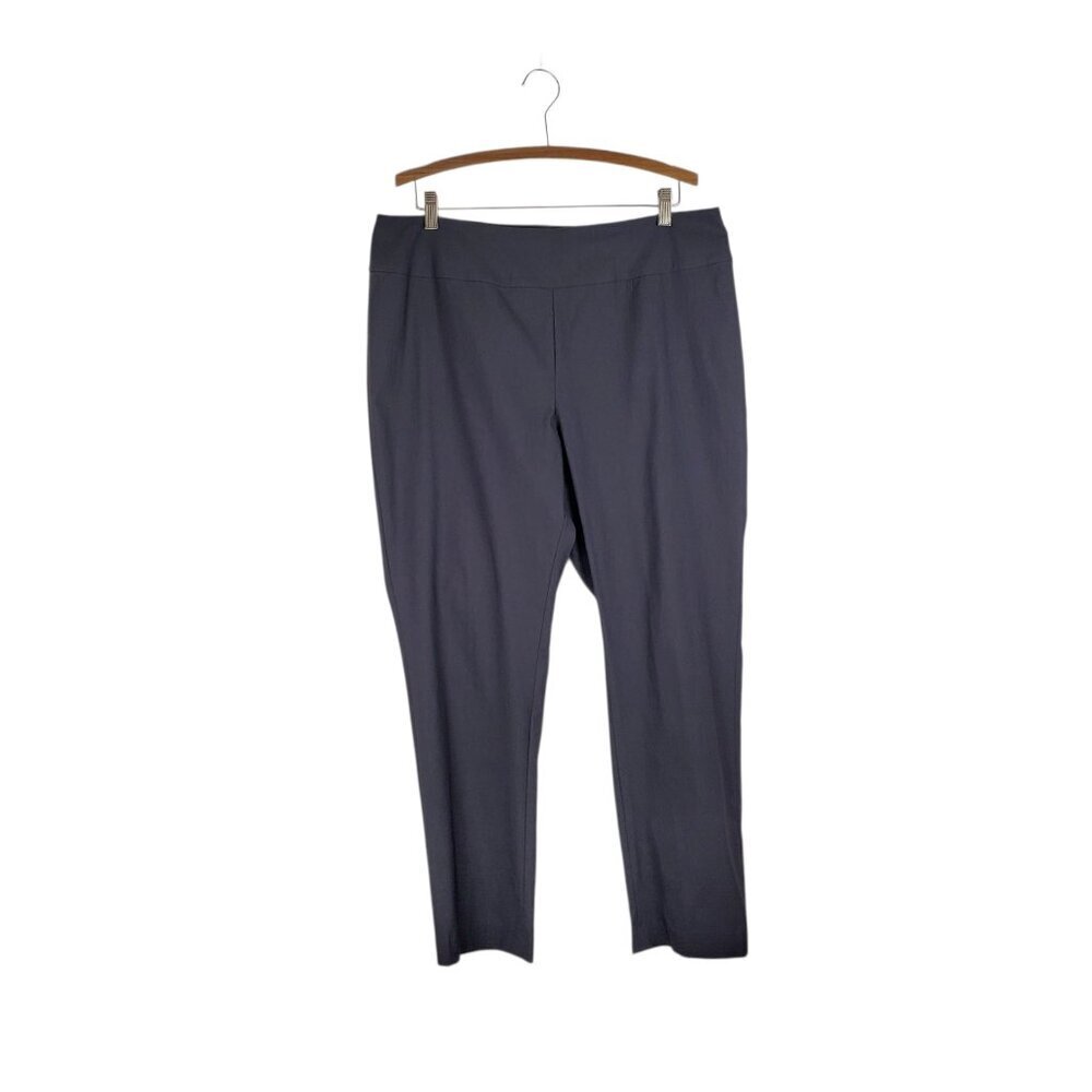Nic + Zoe Wonderstretch Pants Gray Pull On Straight Leg Slimming Size 14W